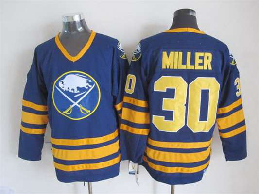 Men's Buffalo Sabres #30 Ryan Miller 1983-84 Navy Blue CCM Vintage Throwback Jersey