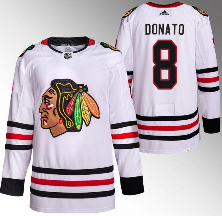 Chicago Blackhawks #8 Ryan Donato White Stitched Hockey Jersey